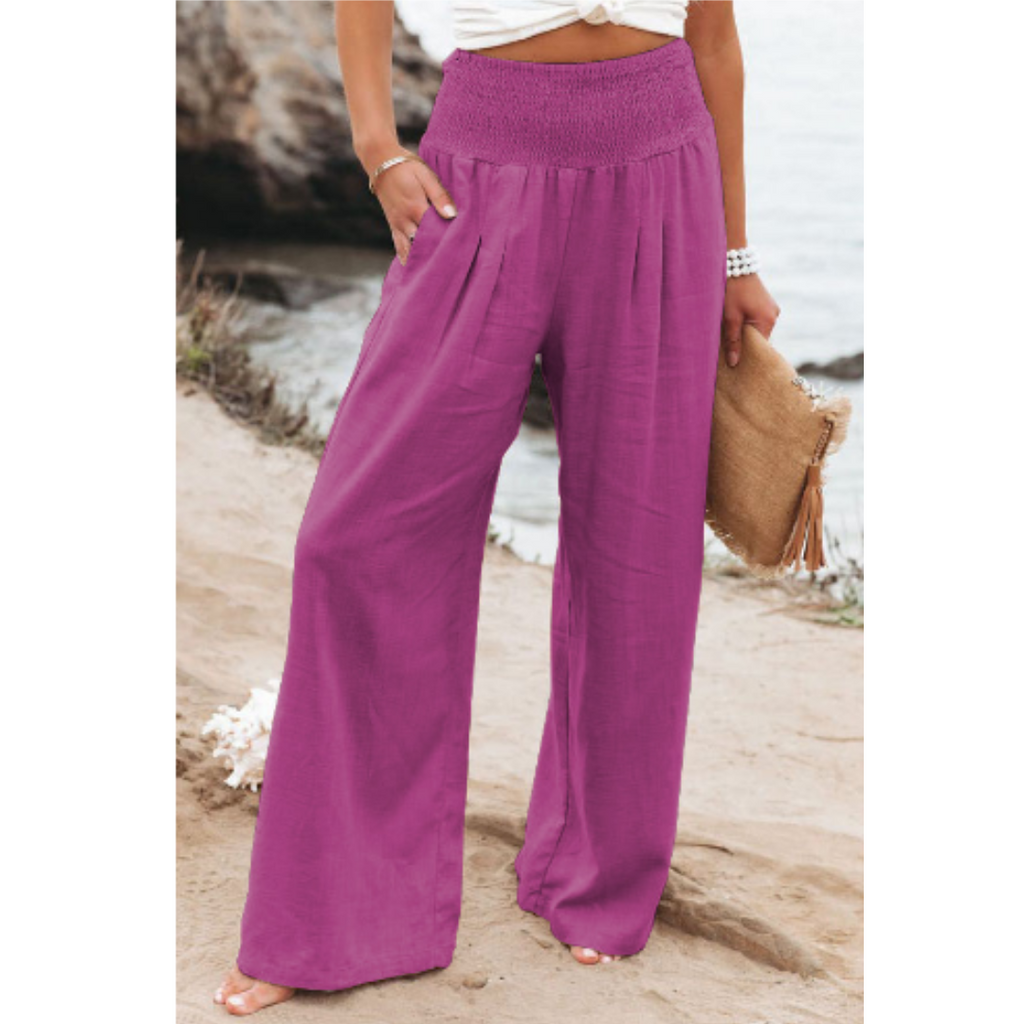 Women’s High Waist Palazzo Pants - Wide Leg Flowing Trousers - Angela
