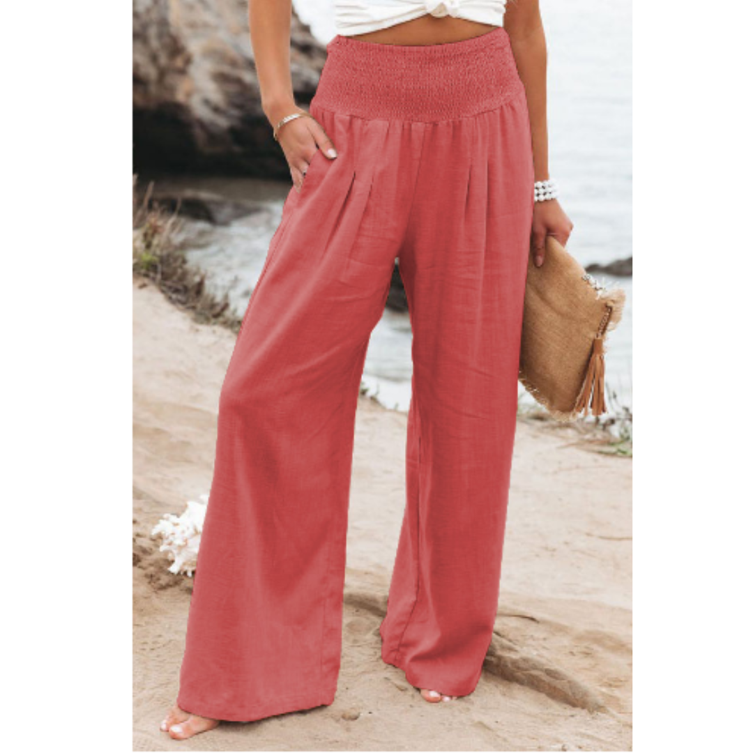 Women’s High Waist Palazzo Pants - Wide Leg Flowing Trousers - Angela