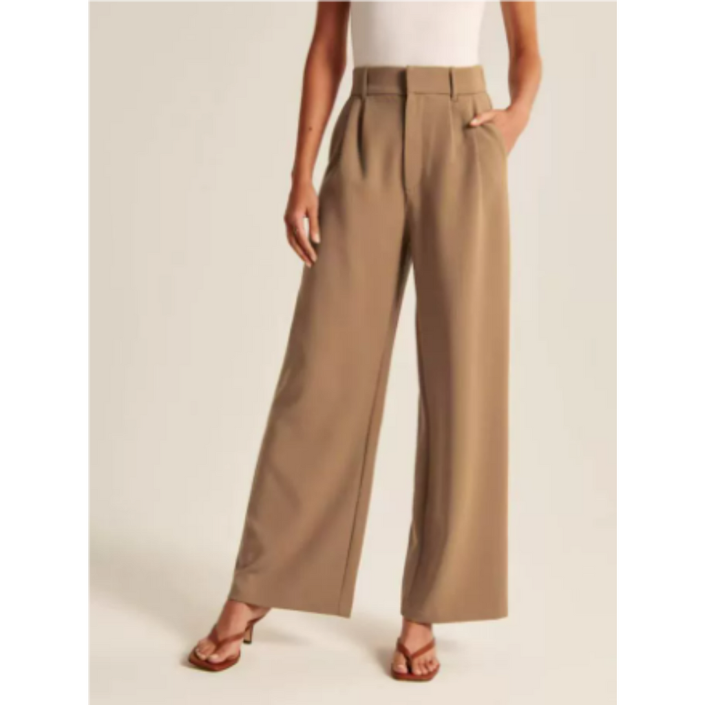 Women’s Pleated Wide Leg Pants - Relaxed Fit Tailored Trousers