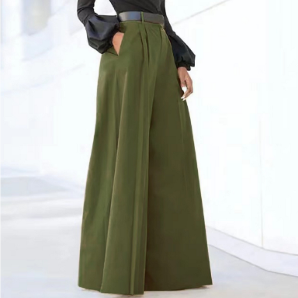 Women’s High Waist Palazzo Pants - Wide Leg Flowing Trousers - Malachia