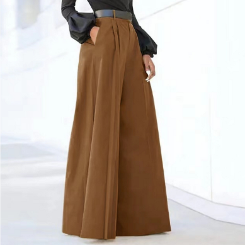 Women’s High Waist Palazzo Pants - Wide Leg Flowing Trousers - Malachia