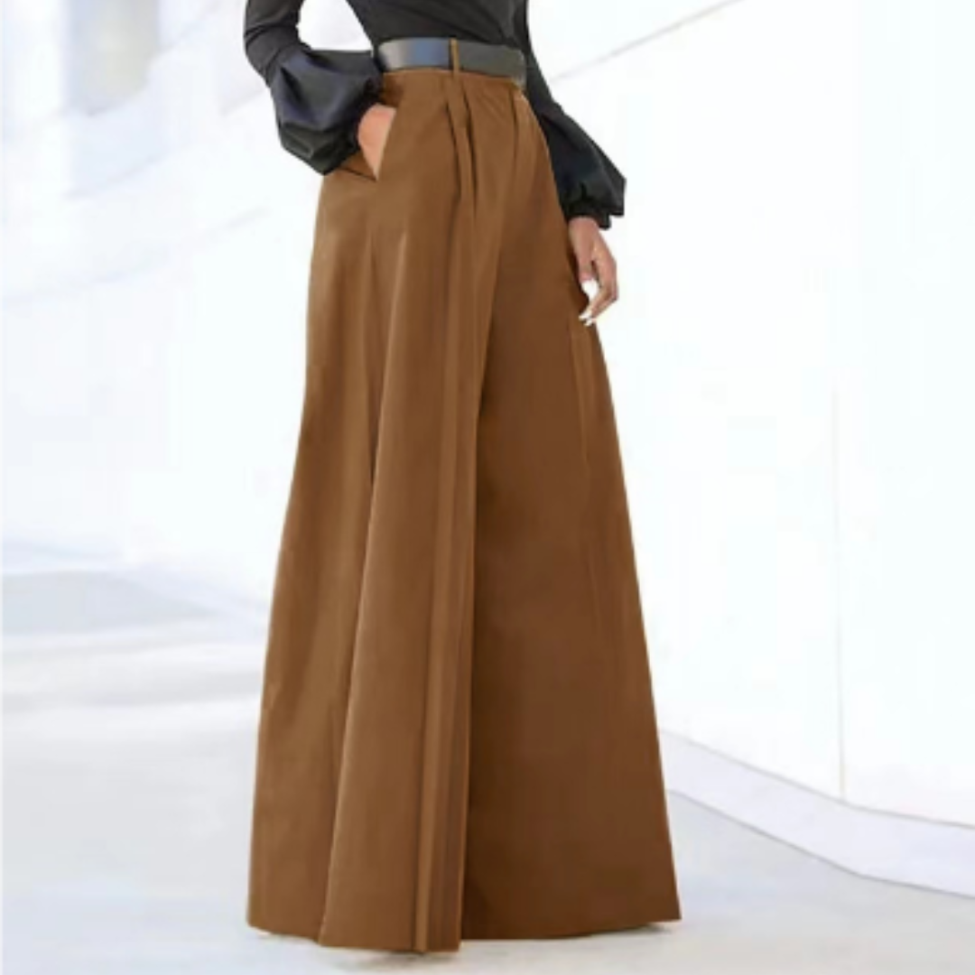 Women’s High Waist Palazzo Pants - Wide Leg Flowing Trousers - Malachia