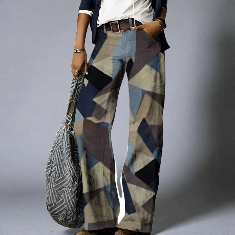 Women’s Printed Baggy Jeans - Vintage Wide Leg Denim - Alistra