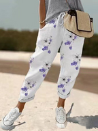 Women’s Drawstring Casual Pants - Cropped Straight Leg Trousers - CozyFlex