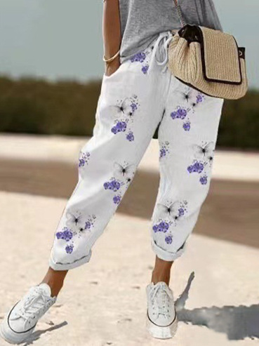 Women’s Drawstring Casual Pants - Cropped Straight Leg Trousers - CozyFlex