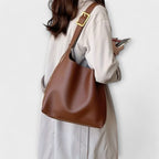 Women’s Elegant Shoulder Bag - Wide Strap Minimal Design - Olivia