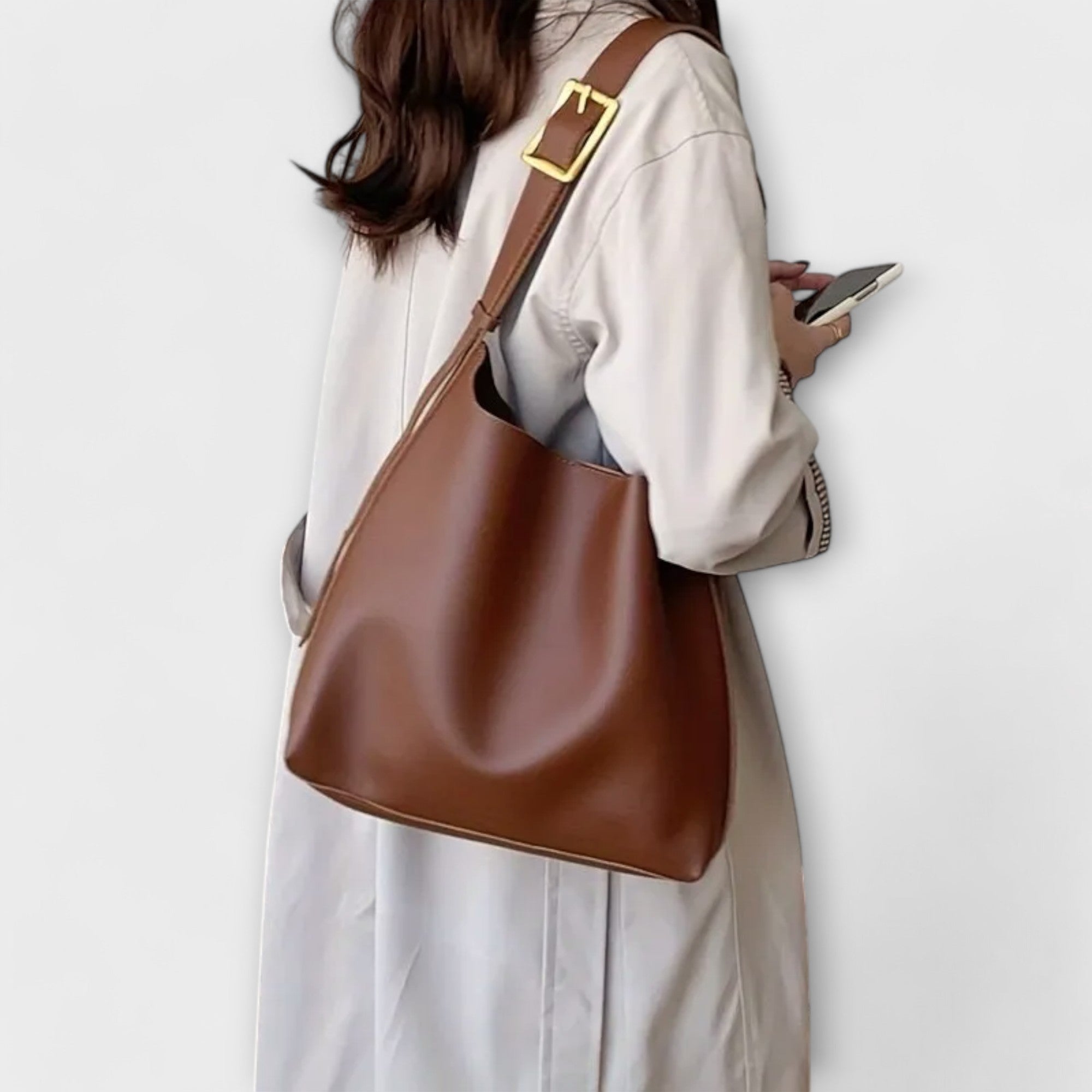 Women’s Elegant Shoulder Bag - Wide Strap Minimal Design - Olivia
