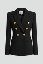 Women’s Gold Button Blazer – Double-Breasted Tailored Style - Julia