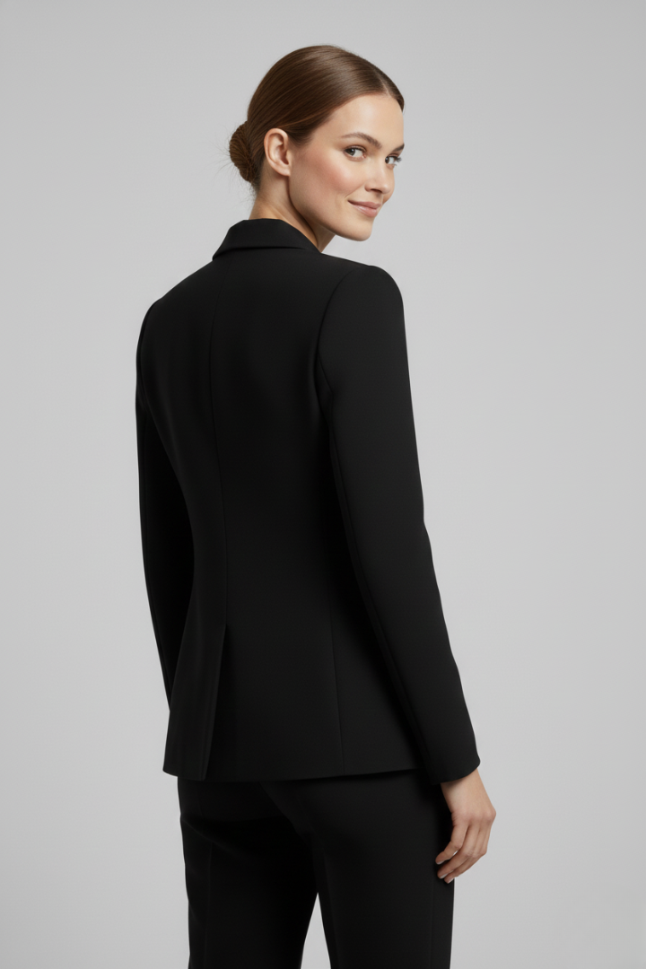 Women’s Gold Button Blazer – Double-Breasted Tailored Style - Julia