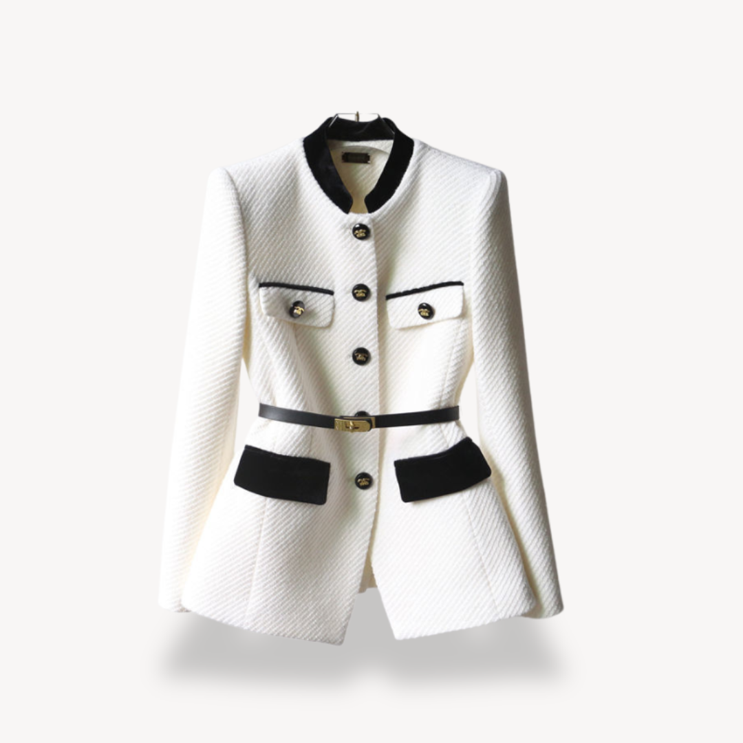 Women’s Belted Blazer – Tailored Button Closure Style - Sarah