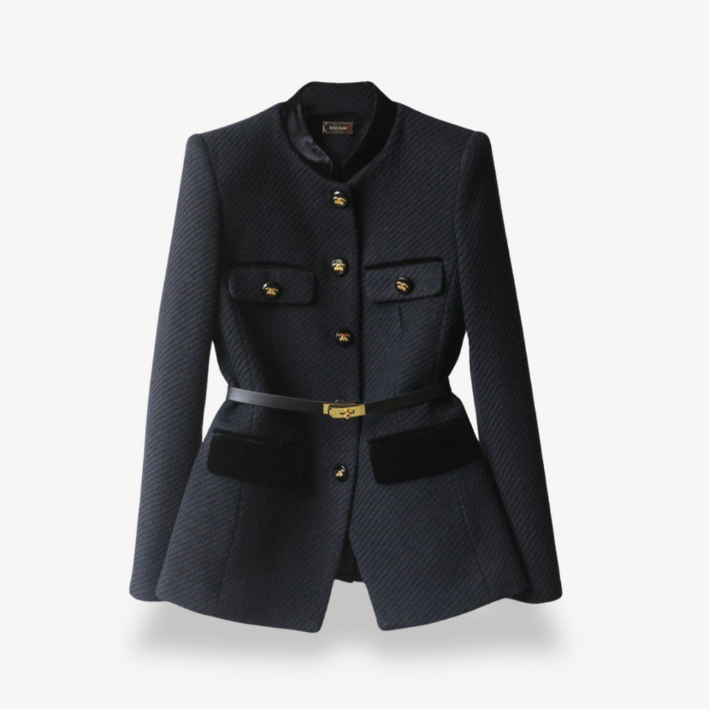 Women’s Belted Blazer – Tailored Button Closure Style - Sarah