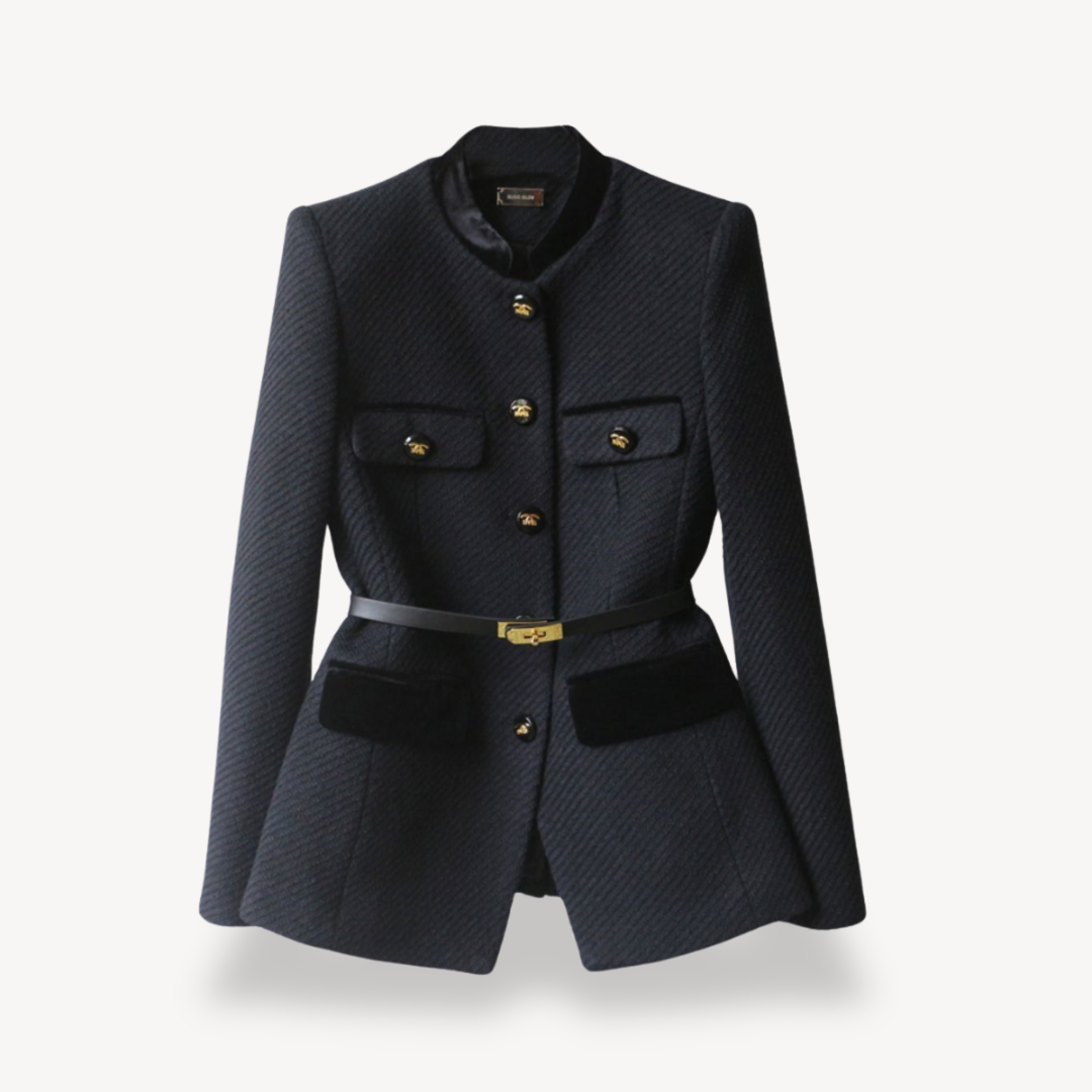 Women’s Belted Blazer – Tailored Button Closure Style - Sarah