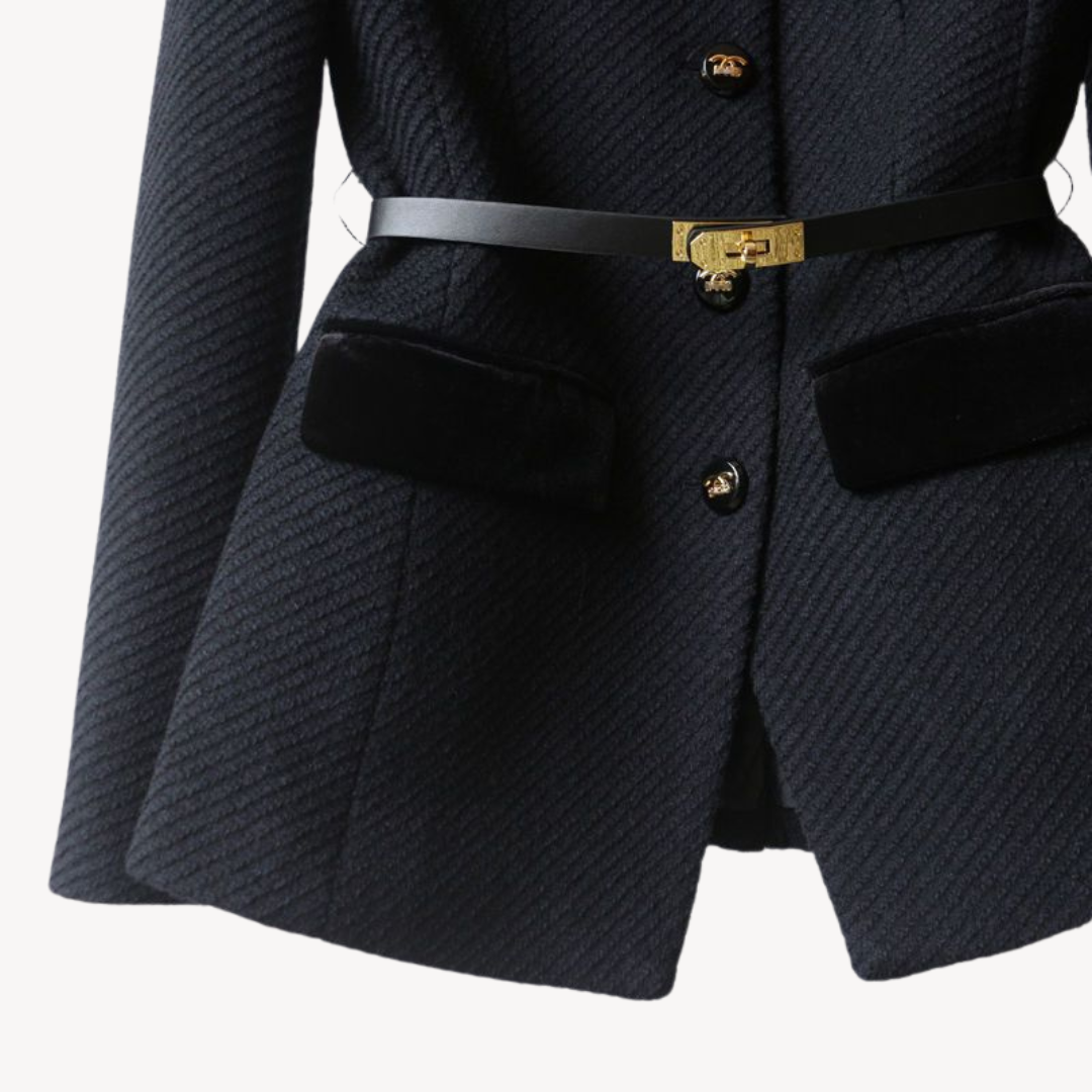Women’s Belted Blazer – Tailored Button Closure Style - Sarah
