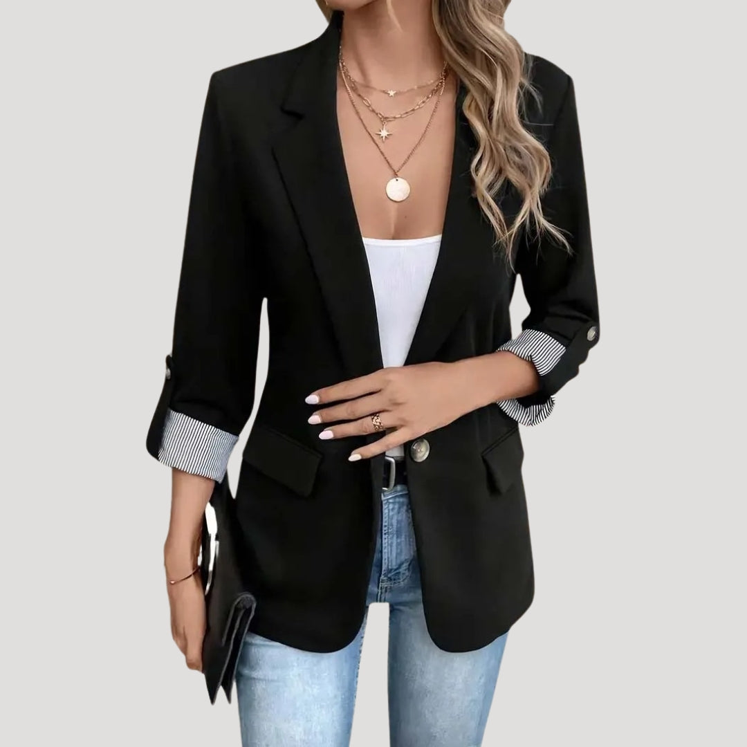 Women’s Tailored Blazer – Single-Breasted Rolled Sleeve Style - Theresa