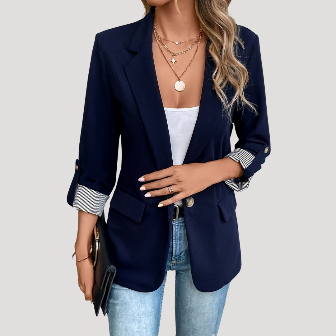 Women’s Tailored Blazer – Single-Breasted Rolled Sleeve Style - Theresa
