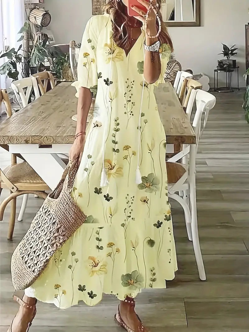 Charm | Ruffle V-Neck Boho Dress