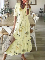 Charm | Ruffle V-Neck Boho Dress