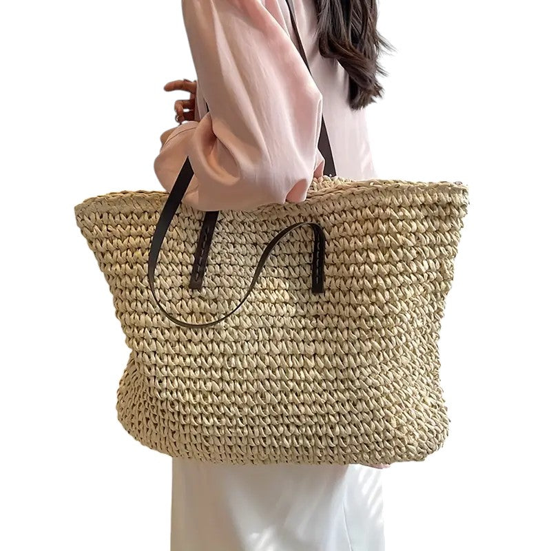 Women’s Woven Tote Bag - Lightweight Large Capacity Bag - Olivia