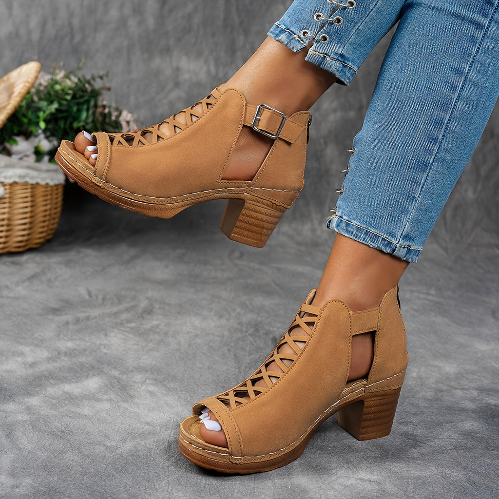 Women’s Lattice Heel Sandals - Chic Dress Style - Nessa