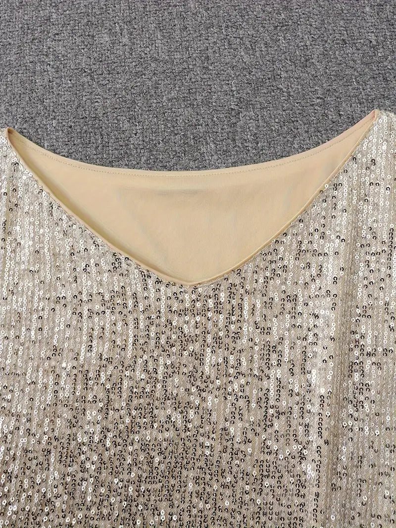 Women’s Sequin Party Dress – Contrast Glam Mini Dress – Chloe