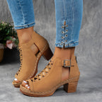 Women’s Lattice Heel Sandals - Chic Dress Style - Nessa