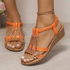 Women’s Crystal Braided Sandals - Elegant Sparkle Style - Elara