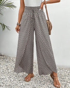 Women’s Geometric Palazzo Pants - High Waist Wide Leg Trousers - Sapphira
