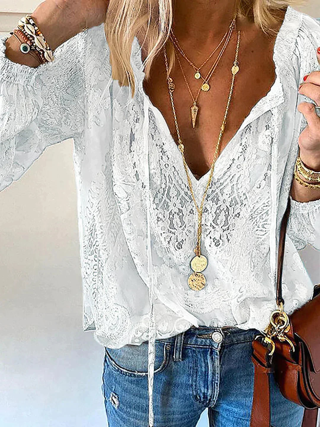Women’s Lace Blouse – Elegant Detail Blouse – Kiki