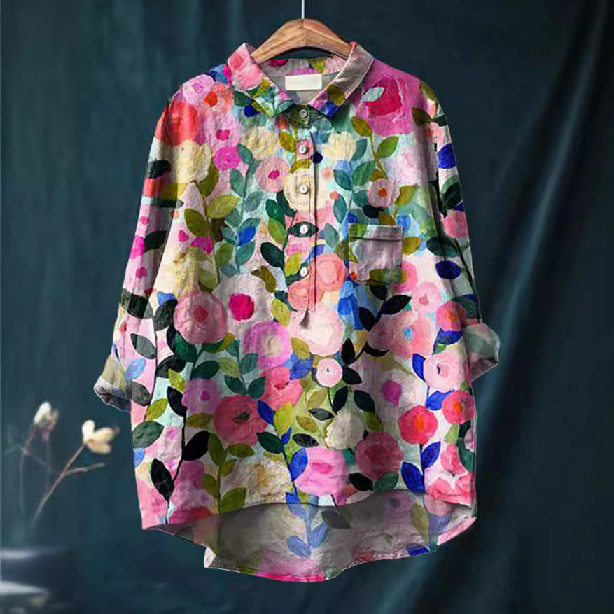 Women’s Floral Blouse – Vintage Romantic Summer Blouse – Rose