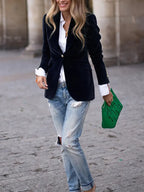 Women’s Classic Blazer – One-Button Tailored Fit - Sabina