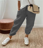 Women’s Drawstring Casual Pants - Cropped Straight Leg Trousers - CozyFlex