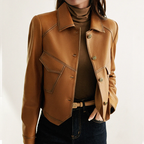 Women’s Faux Leather Jacket - Soft Elegant Biker Jacket - Anita