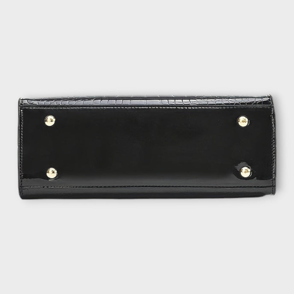 Women’s Crocodile Pattern Handbag - Glossy Structured Design - Olivia