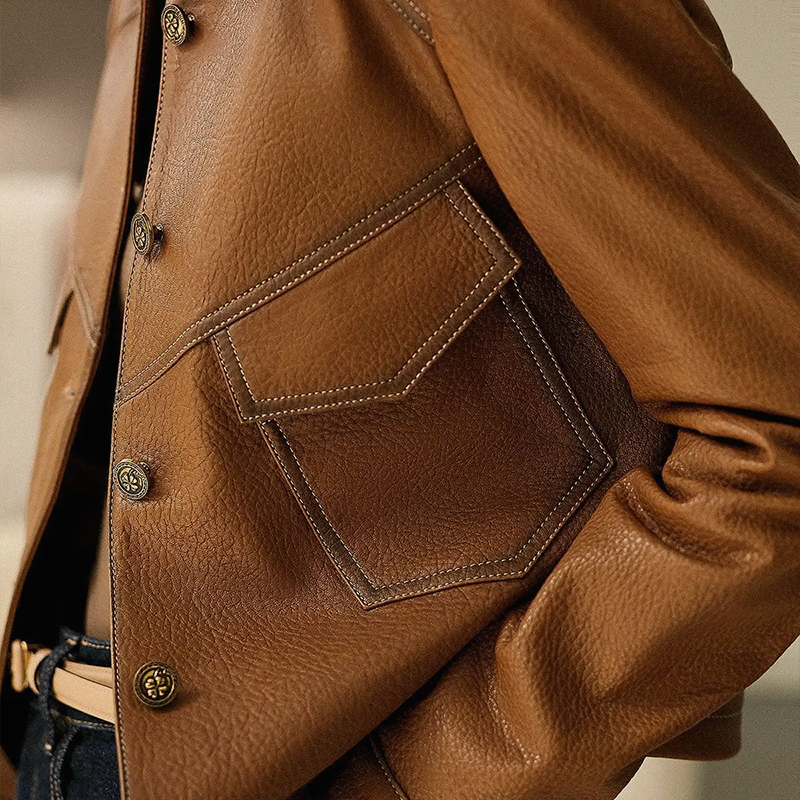 Women’s Faux Leather Jacket - Soft Elegant Biker Jacket - Anita