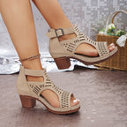 Women’s Cutout Block Heel Sandals - Modern Dress Style - Nova