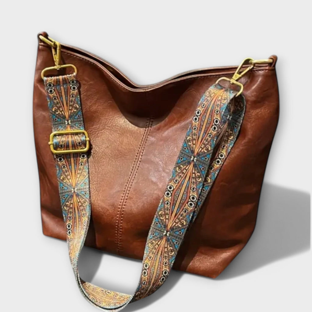 Women’s Vintage Crossbody Bag - Embroidered Strap Spacious Design - LA