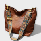 Women’s Vintage Crossbody Bag - Embroidered Strap Spacious Design - LA