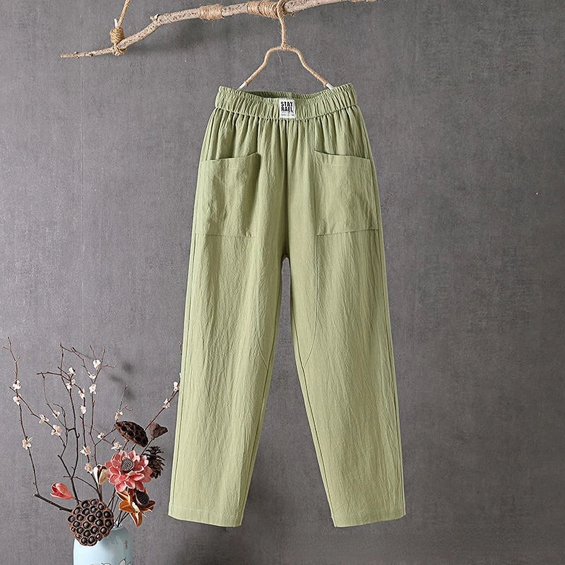 Women’s Pocket Casual Pants - Straight Leg Utility Trousers - Daniela