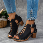 Women’s Lattice Heel Sandals - Chic Dress Style - Nessa