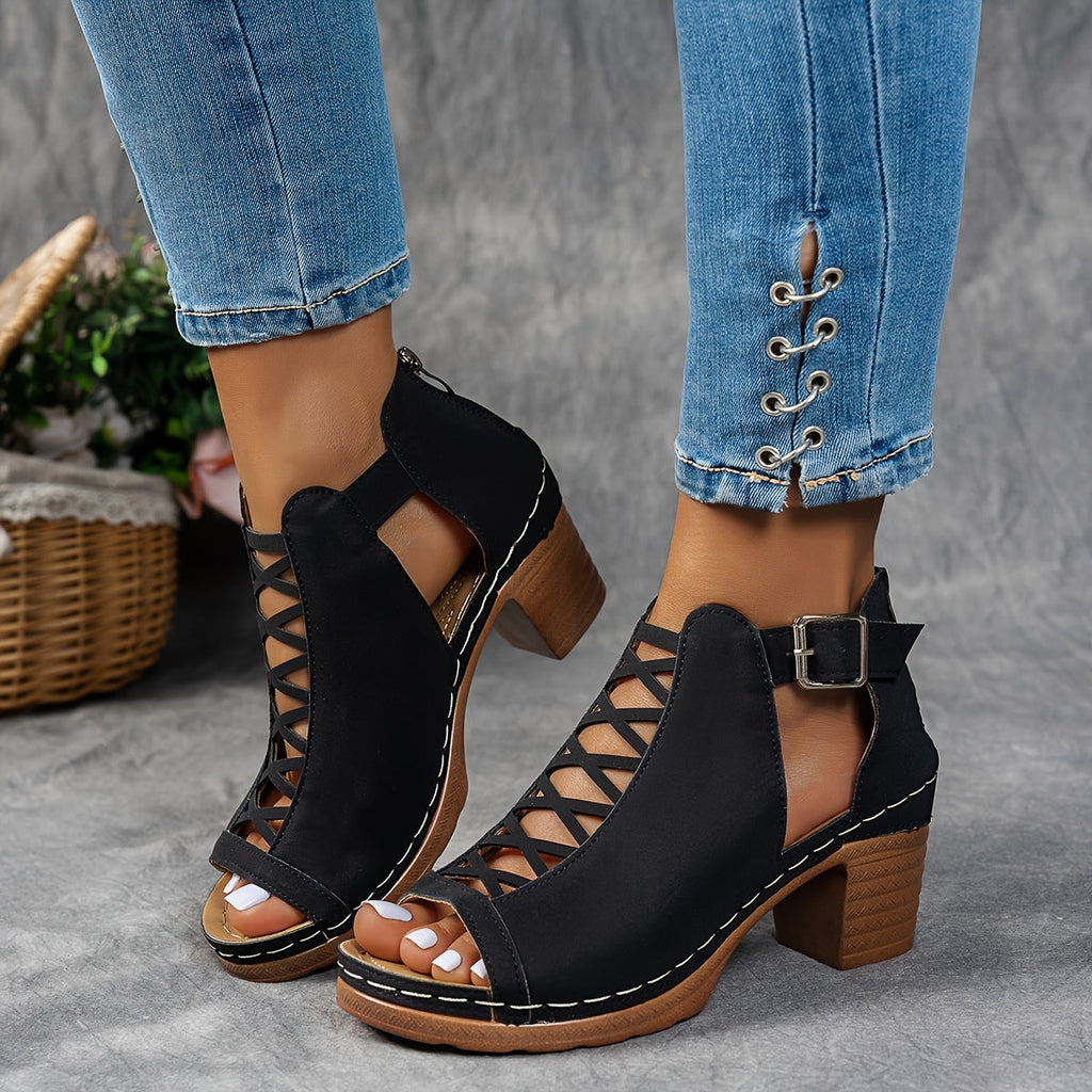 Women’s Lattice Heel Sandals - Chic Dress Style - Nessa