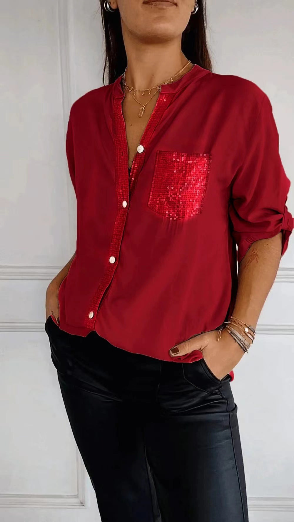 Women’s Sequin Blouse – Statement Party Blouse – Nicole