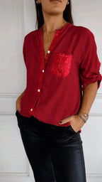 Women’s Sequin Blouse – Statement Party Blouse – Nicole
