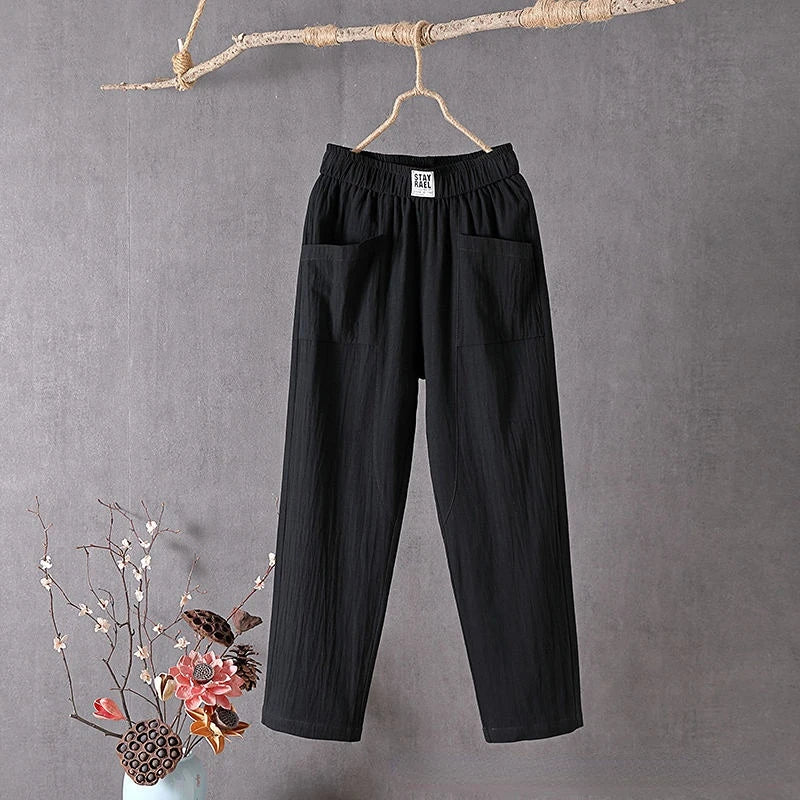 Women’s Pocket Casual Pants - Straight Leg Utility Trousers - Daniela