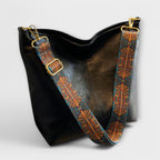 Women’s Vintage Crossbody Bag - Embroidered Strap Spacious Design - LA