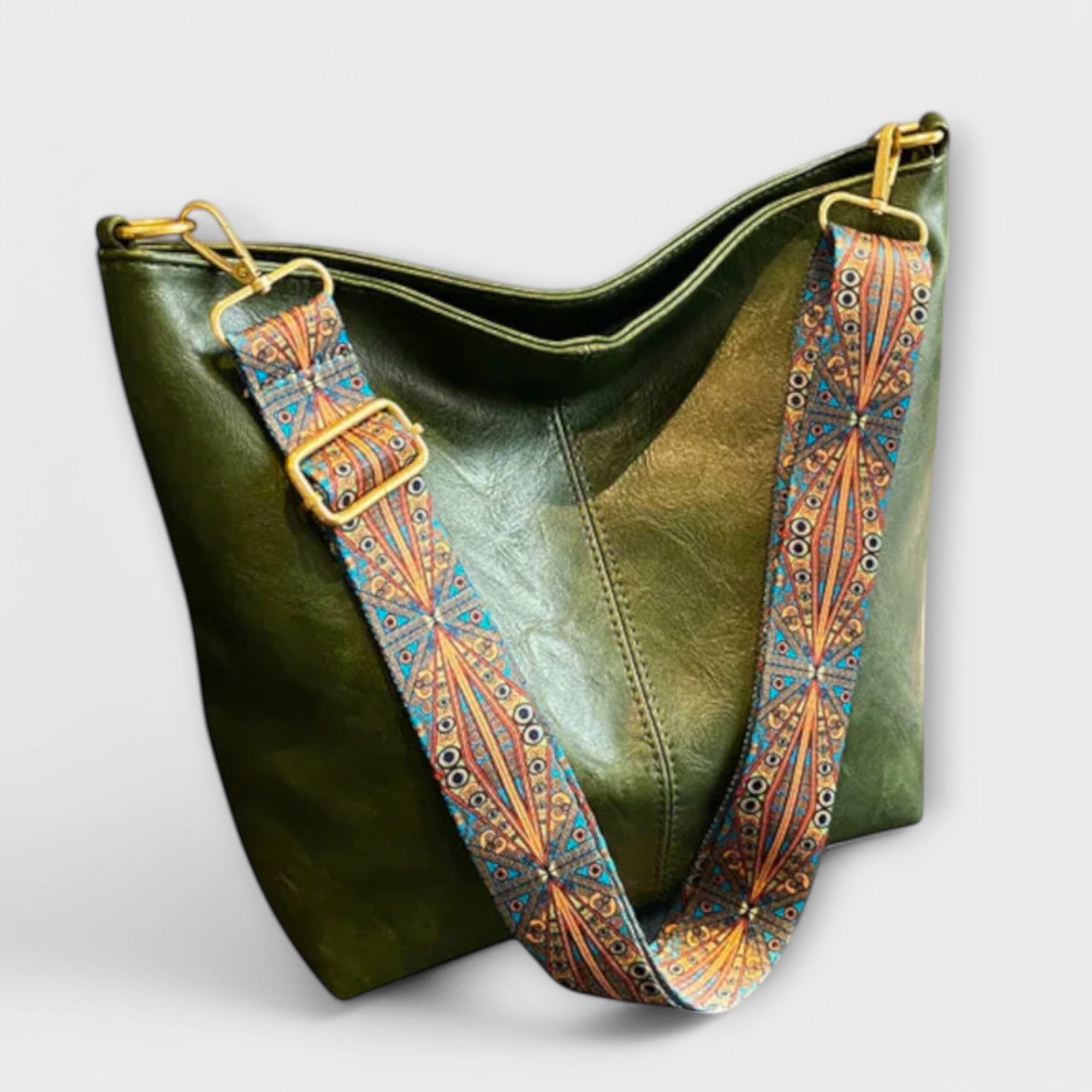 Women’s Vintage Crossbody Bag - Embroidered Strap Spacious Design - LA