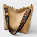 Women’s Vintage Crossbody Bag - Embroidered Strap Spacious Design - LA