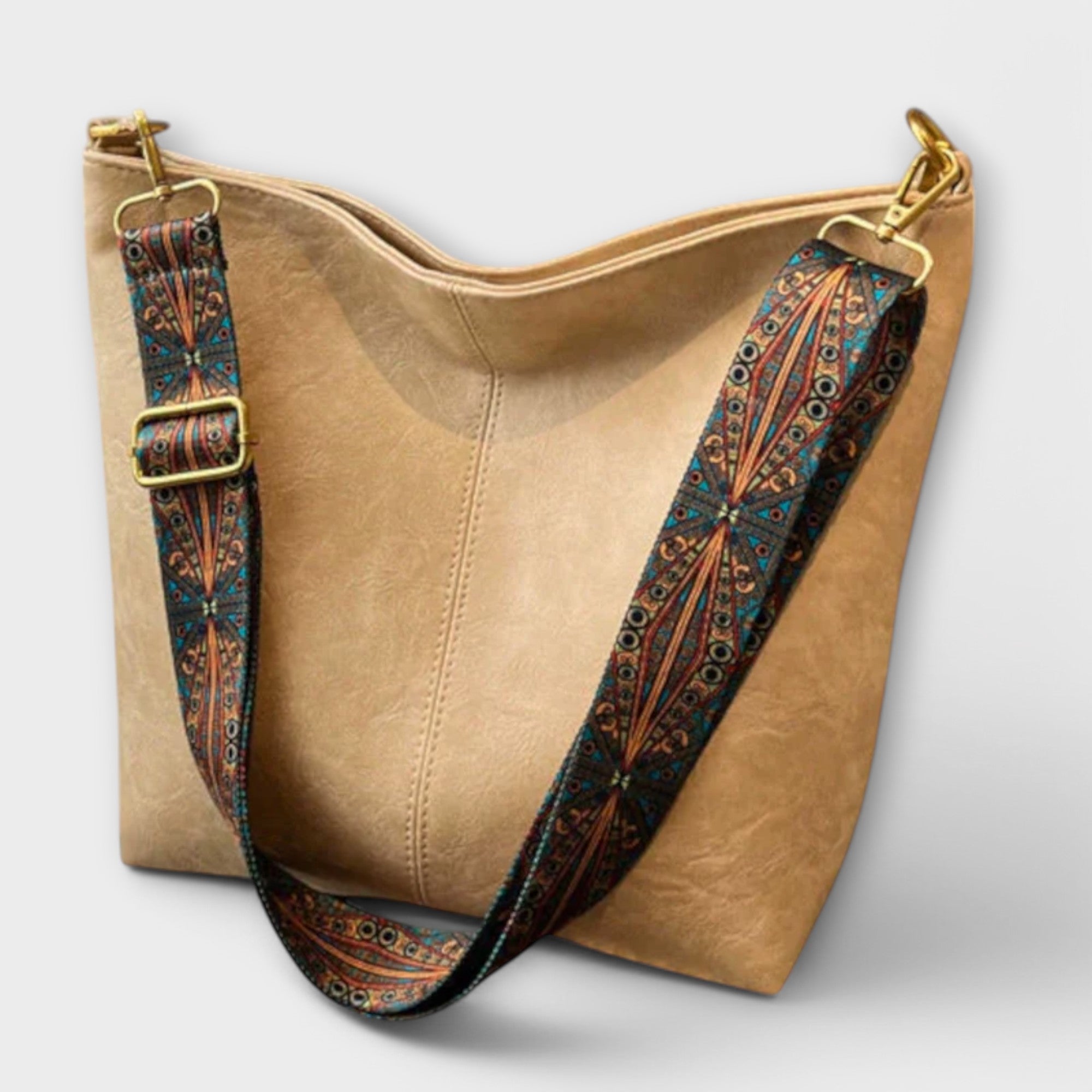 Women’s Vintage Crossbody Bag - Embroidered Strap Spacious Design - LA