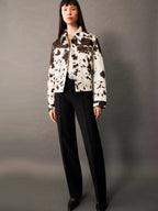 Women’s Printed Jacket - Cow Print Statement Jacket - Eva
