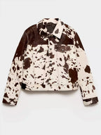 Women’s Printed Jacket - Cow Print Statement Jacket - Eva