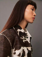 Women’s Printed Jacket - Cow Print Statement Jacket - Eva